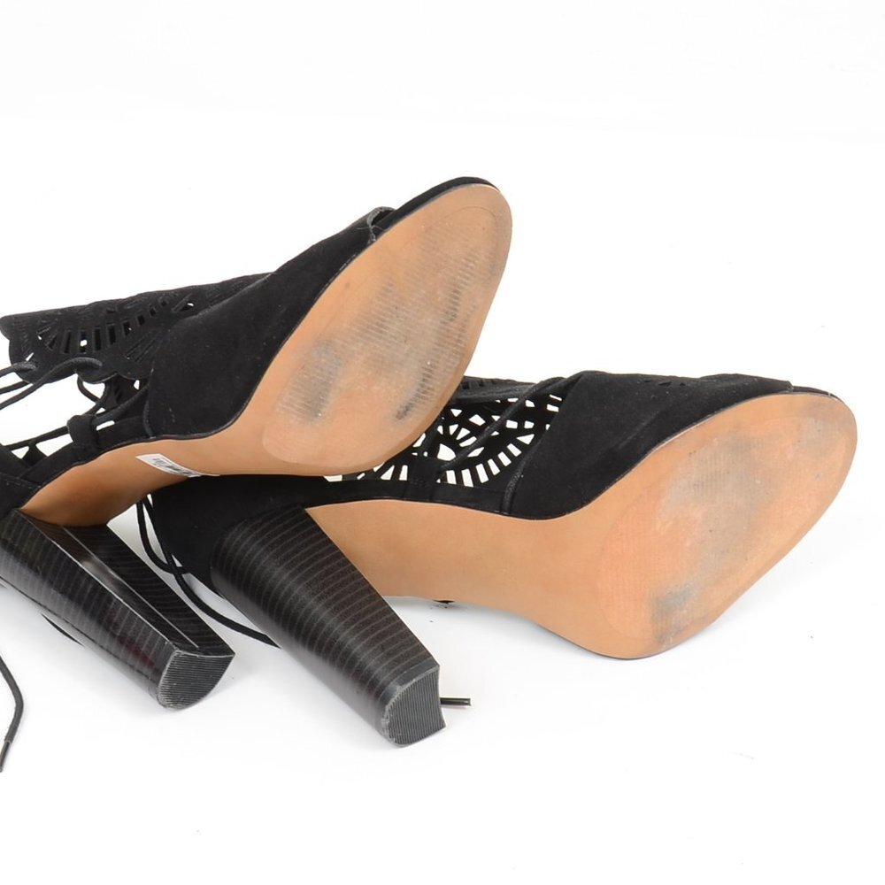 Torrid Black Caged Cutout Lace Up Peep Toe Heels WIDE Width Size 9.5 Whimsigoth - Picture 8 of 8